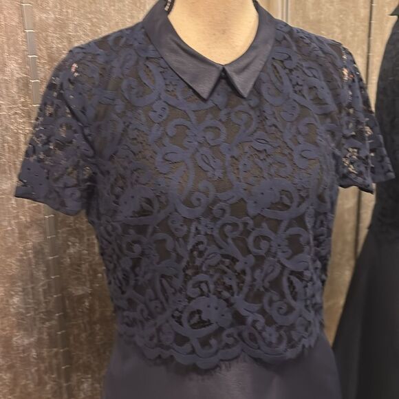 ERIN Erin Fetherston Elegant Navy Lace detailed Dress, US12 - Picture 6 of 13